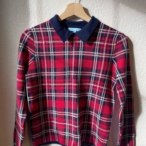 Draper James Plaid Collard Sweater